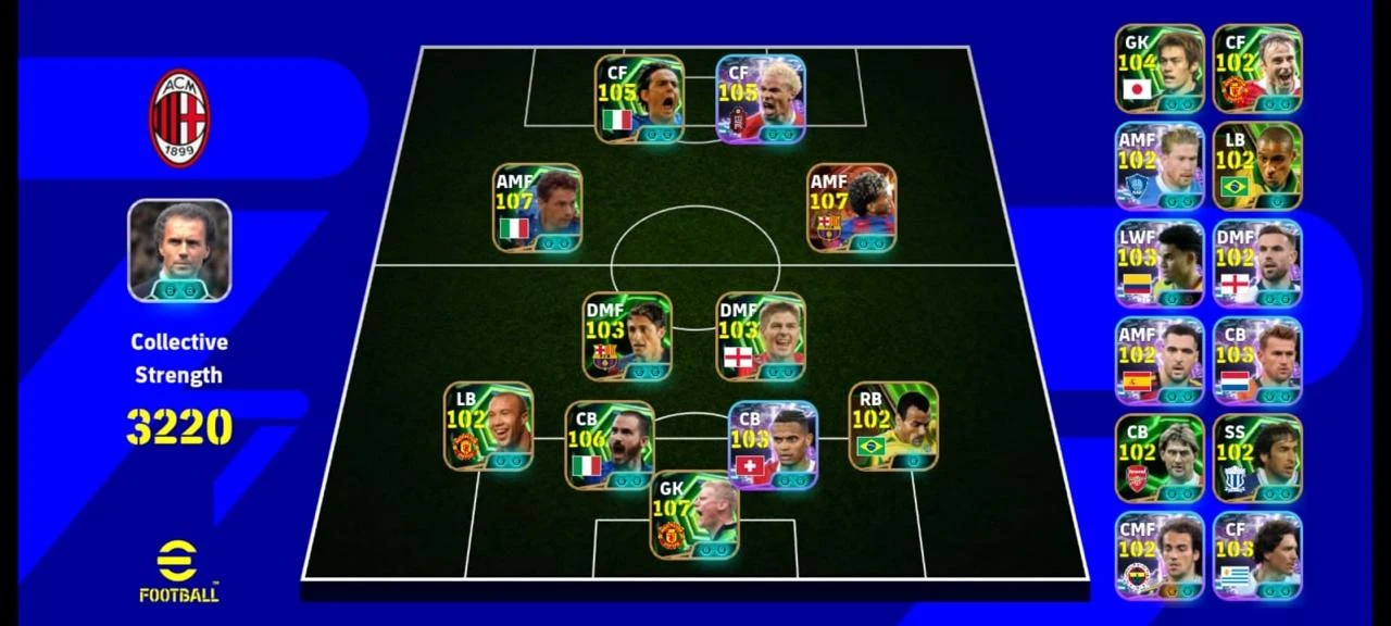 Yamal 107| Baggio 107| Inzaghi 105| Bonucci 106| Schmeichel 107| Ekitike 105| Gerrard 103| Narazaki 104| Edmilson 103|