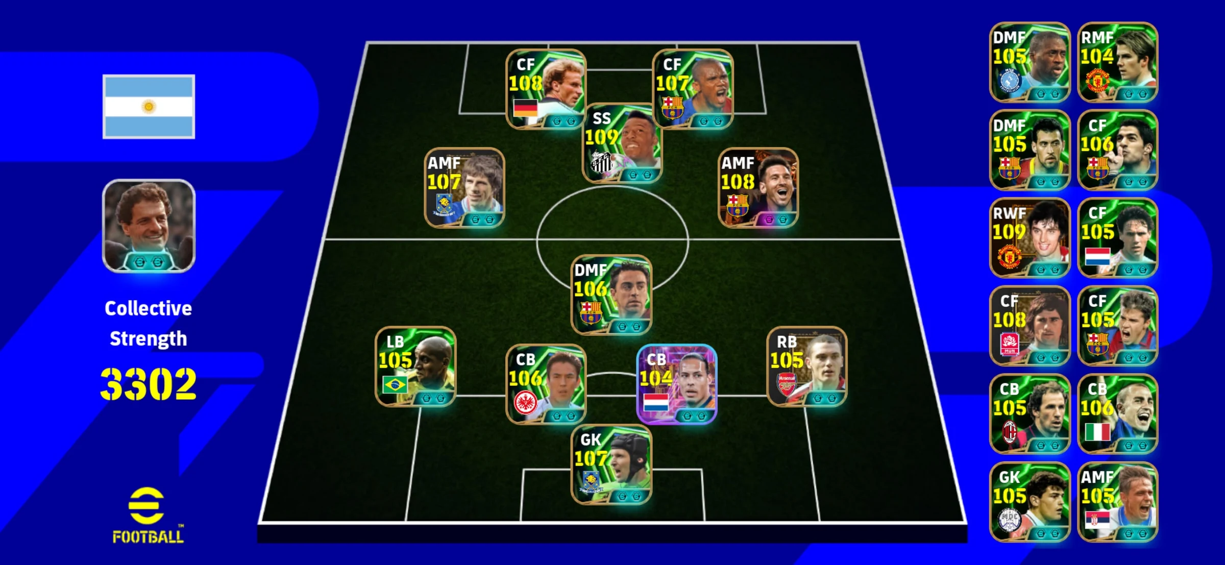 Messi 108| Rummi 108| Eto 107| Pele 109| Zola 107| Best 109| Muller 108| Peter Cech 107| Saviola 105| Xavi 106| Busquets