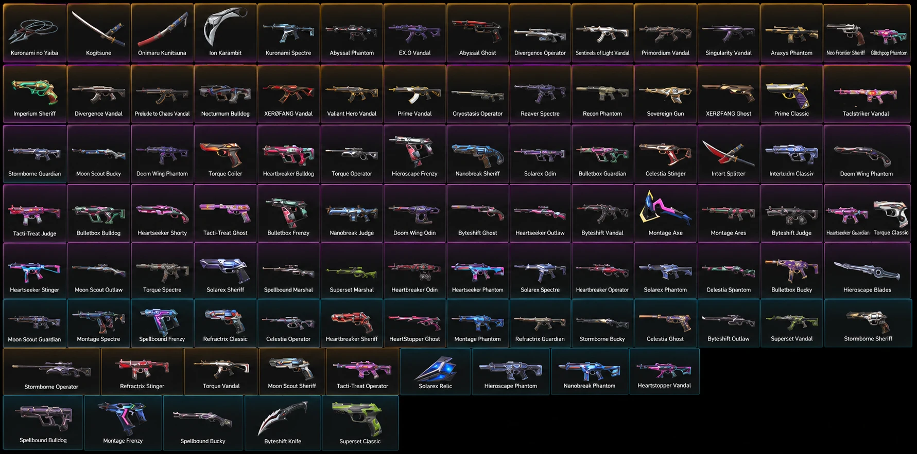 ⚔️🔥105 ELITE SKINS COLLECTION 🔥⚔️ | 🗡️ KNIVES • 🔫 VANDALS • 👻 PHANTOMS • 🎯 SHERIFFS