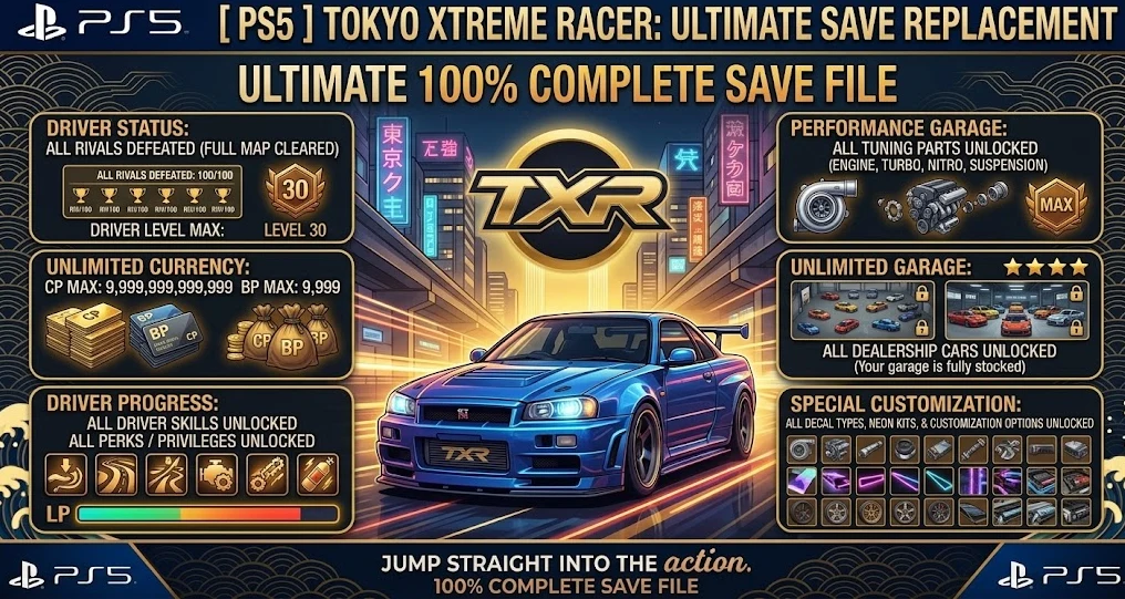 [PS5 ]Tokyo Xtreme Racer - Ultimate Save Replacement