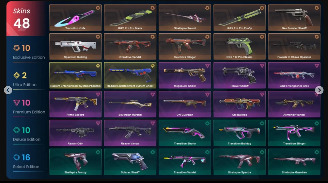 EU | 48 Skins | RGX 11z Pro Blade, Firefly & Neo Frontier Sheriff + More | Email Changeable