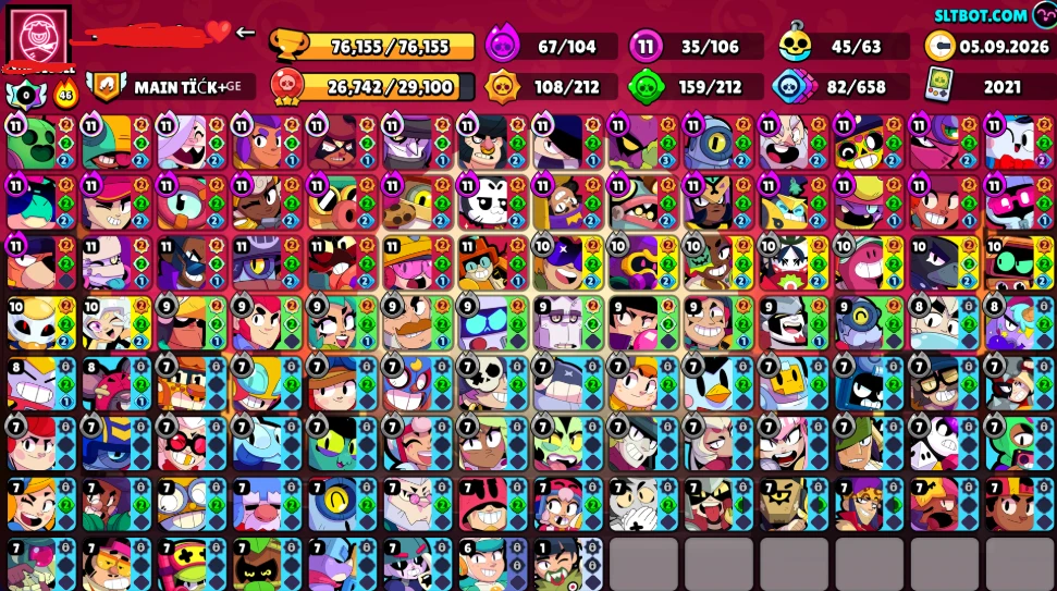 106 brawlers⭐️76k trophies 🏆 276 skins - 500 gems