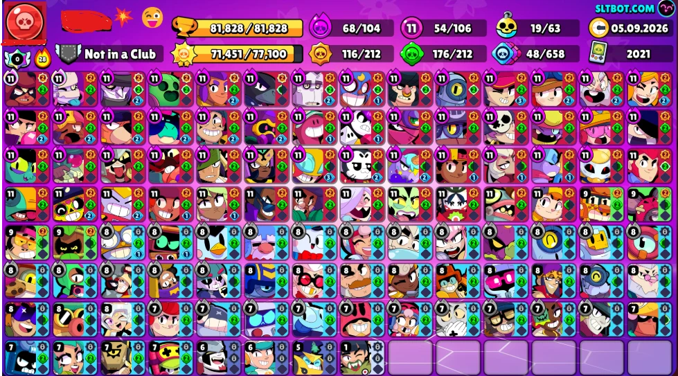 106 brawlers⭐️ 81k trophies 🏆 310 skins - 500 gems