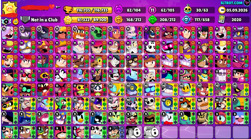 106 brawlers⭐️ 116k trophies 🏆 335 skins - 103 prestige - masters