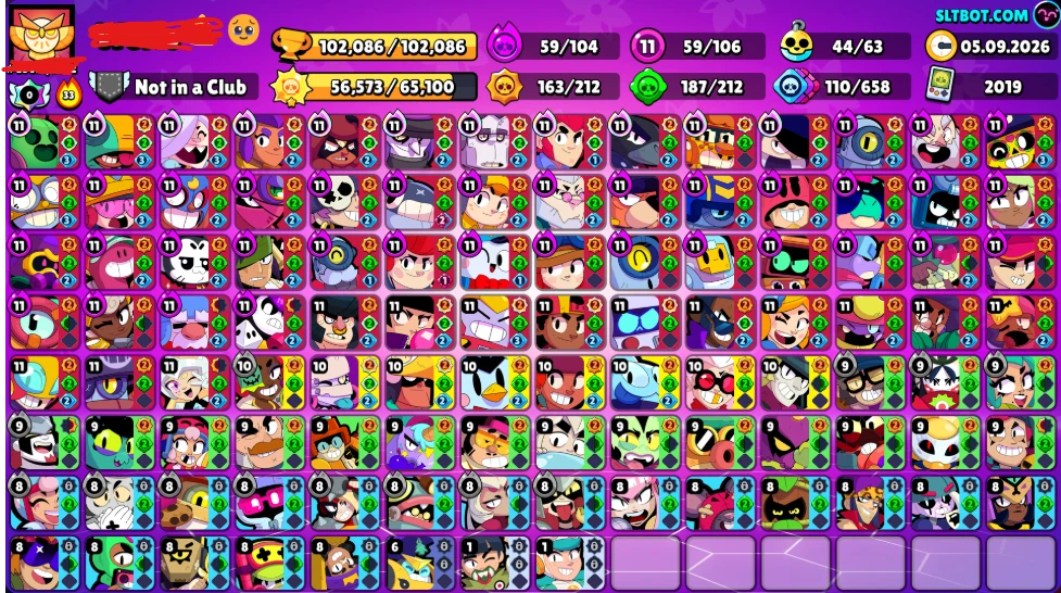106 brawlers⭐️ 102k trophies 🏆 308 skins