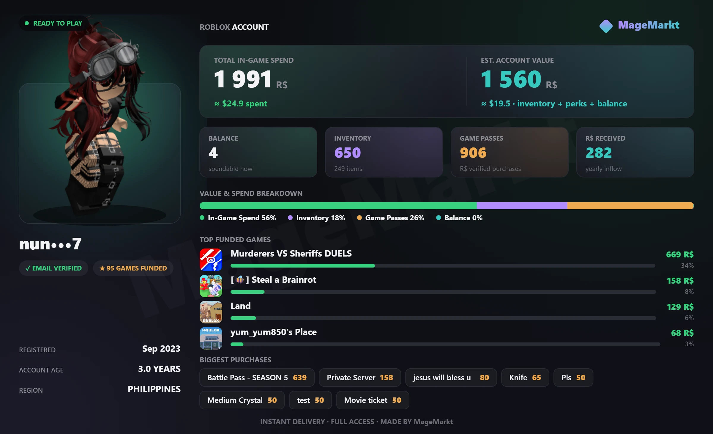 #4023 Steal a Brainrot❤️Murderers vs Sheriffs Duels❤️Da Hood❤️Knife❤️Dead Rails❤️108 Ticket❤️Winx ❤️Conjurder❤️102K Cash