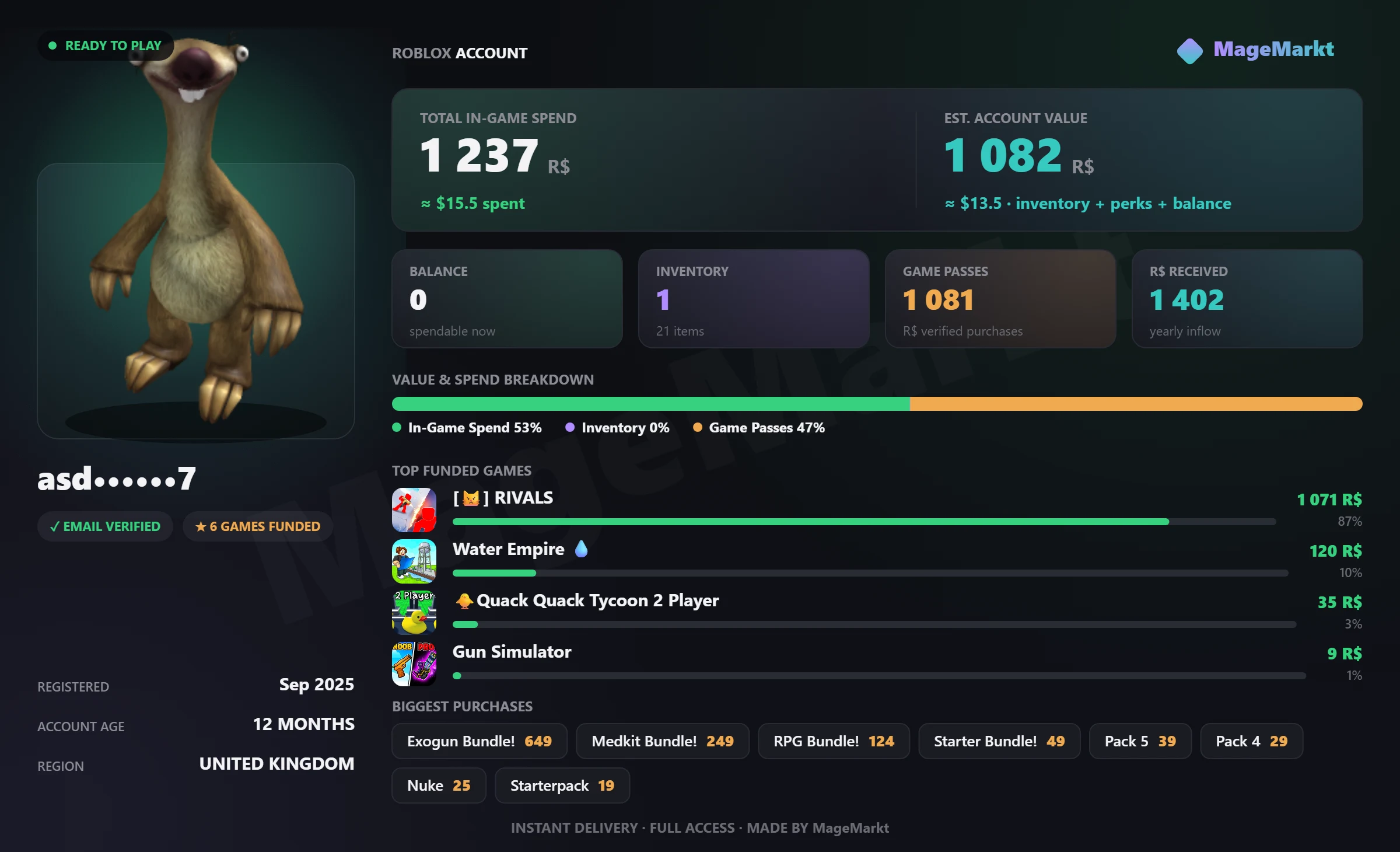 #4030 Rivals❤️197 Wins❤️86 LVL❤️RPG Bundle❤️Medkit Bundle❤️Starter Bundle❤️Bee Swarm Simulator❤️33 Bees❤️361 Ticket