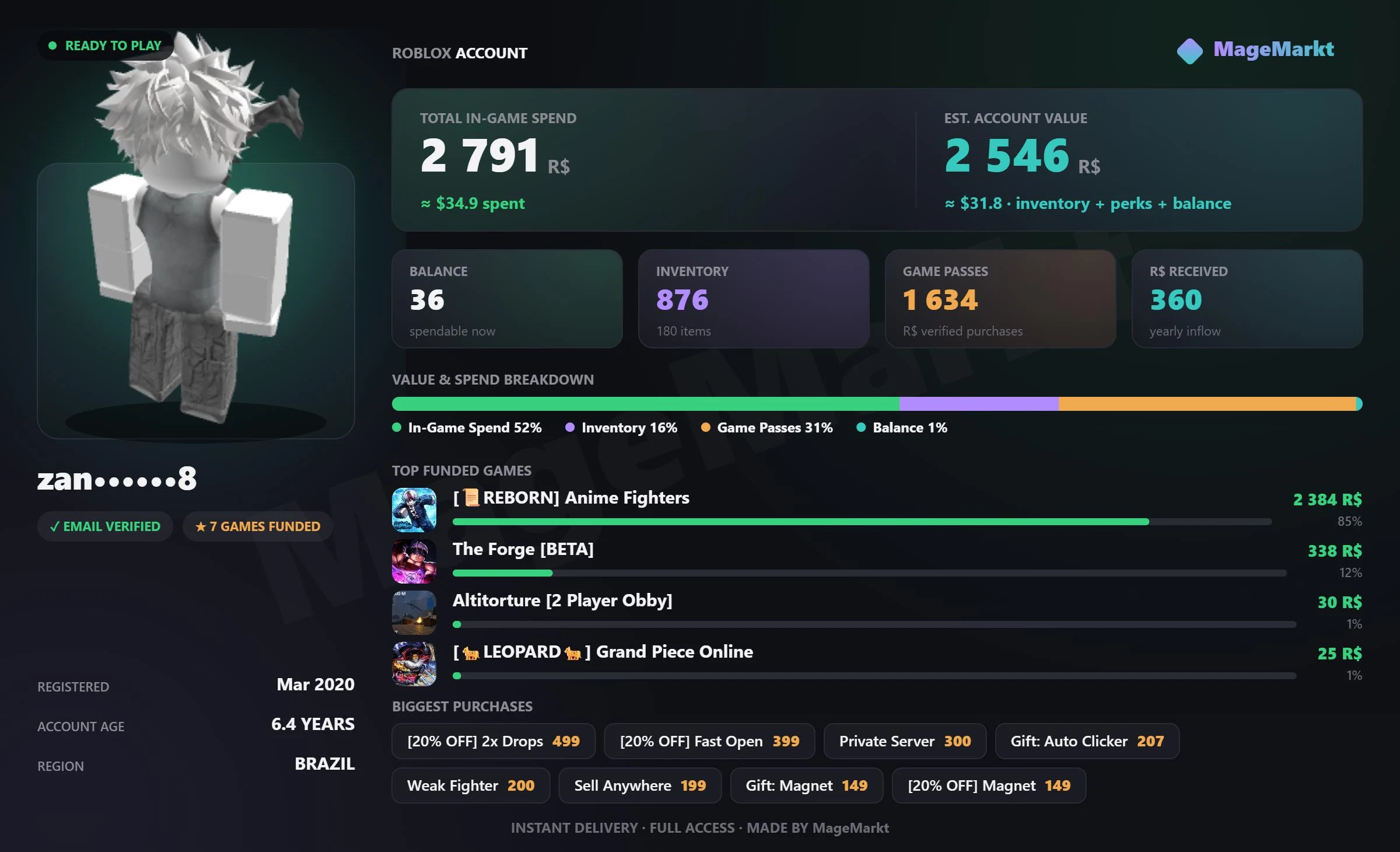 #3778 Anime Fighters❤️Double Drop❤️Fast Open❤️Blox Fruits❤️2451 LVL❤️Permanent Rocket❤️Grand Piece Online❤️352 LVL❤️Legendary Item❤️DOORS❤️18 Badge