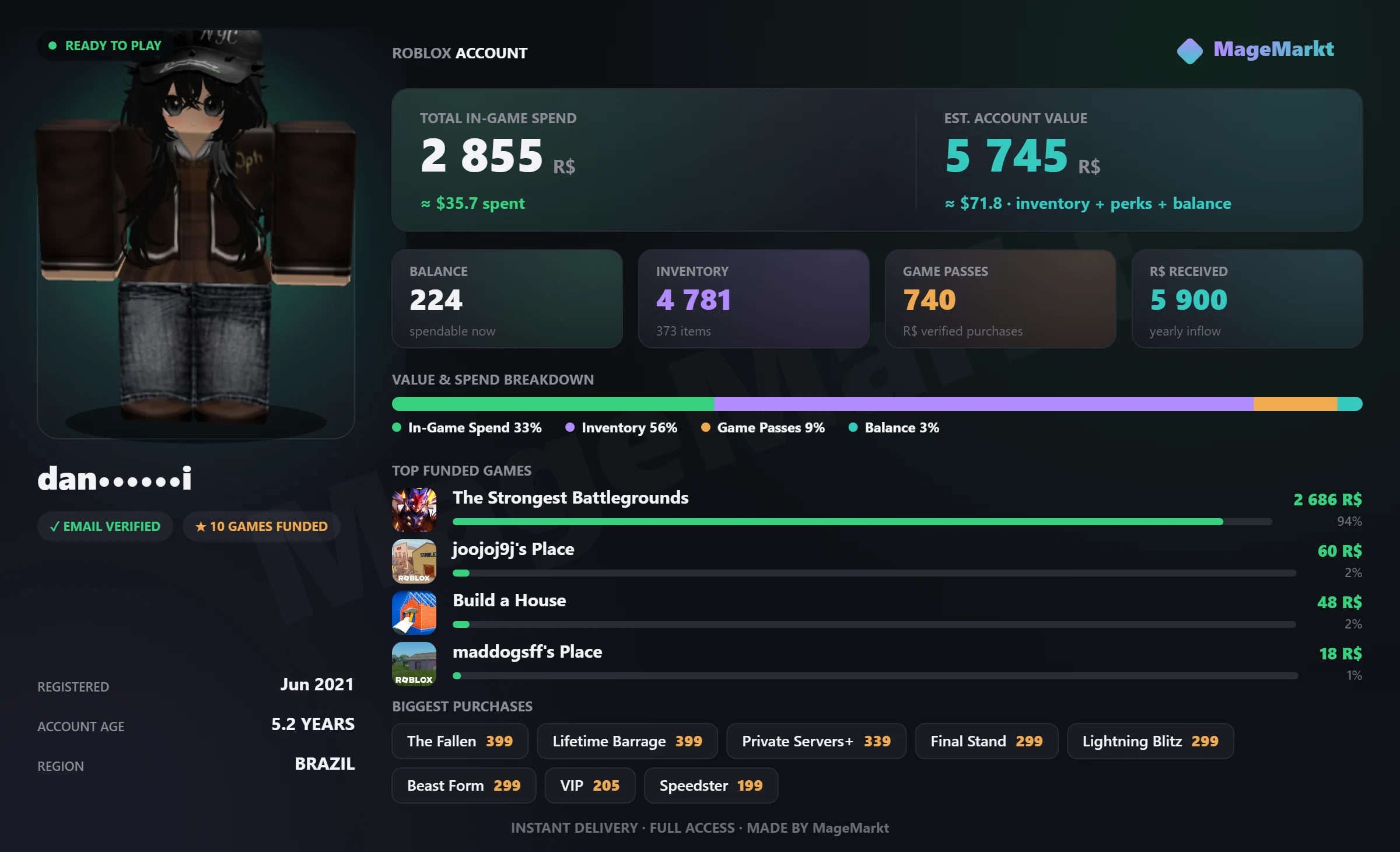 #3971 The Strongest Battlegrounds❤️Lifetime Barrage❤️The Fallen❤️Blox Fruits❤️Permanent Bomb❤️Roblox Account❤️Boat bundles❤️Final Stand❤️VIP❤️Lightning Blitz