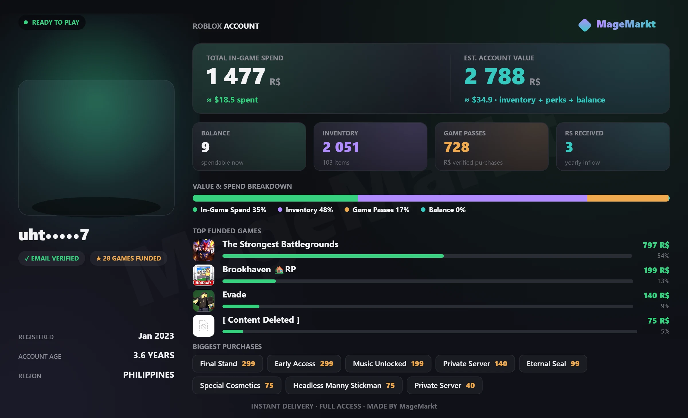 #3913 The Strongest Battlegrounds❤️Early Access❤️Final Stand❤️Eternal Seal❤️Special Cosmetics❤️Brookhaven RP❤️Music Unlocked❤️58 Emotes❤️Bloxburg❤️747 LVL